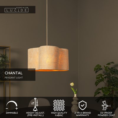Lucide CHANTAL - Pendant - 1xE27 - Cream - Essential